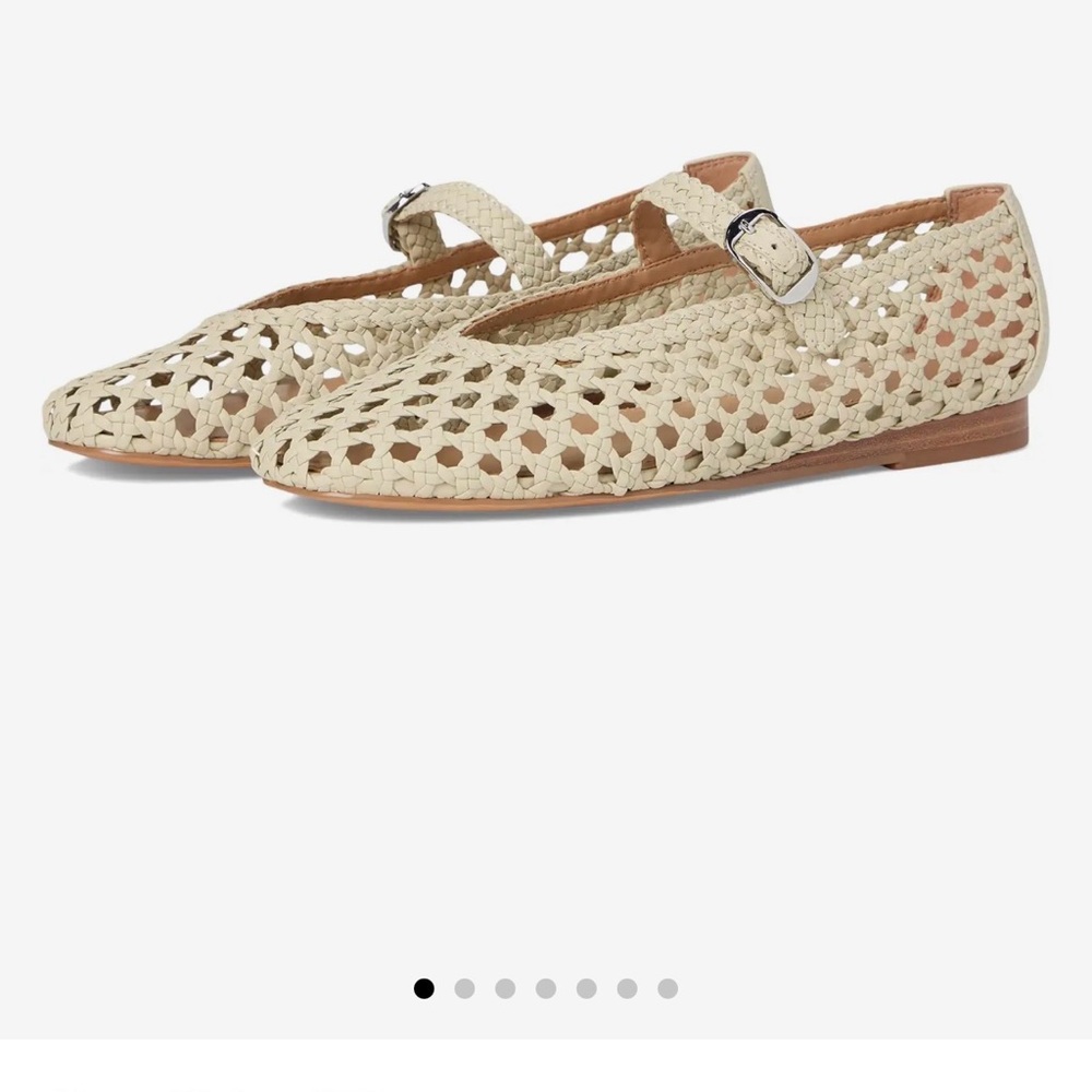 Marc Fisher Ivonna Woven Cream Leather Mary Jane Flats 8.5